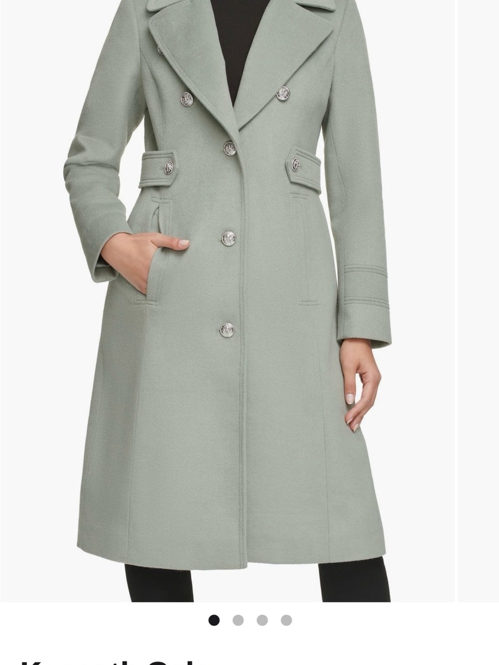 Kenneth Cole New York, Notch Lapel Military Coat, color Mauve(not color Sage) S